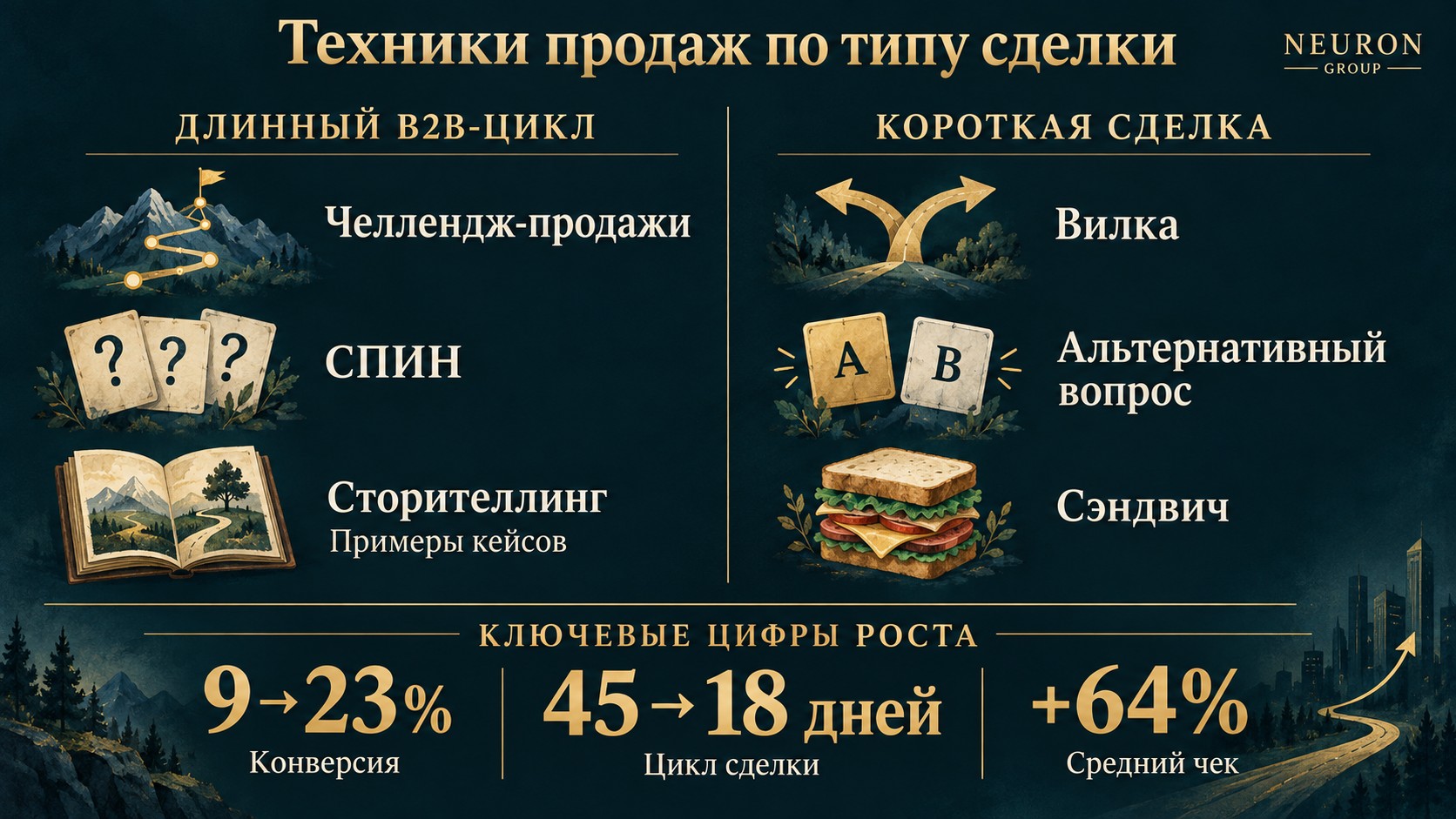 Техники продаж по типу сделки: длинный B2B-цикл vs короткая сделка
